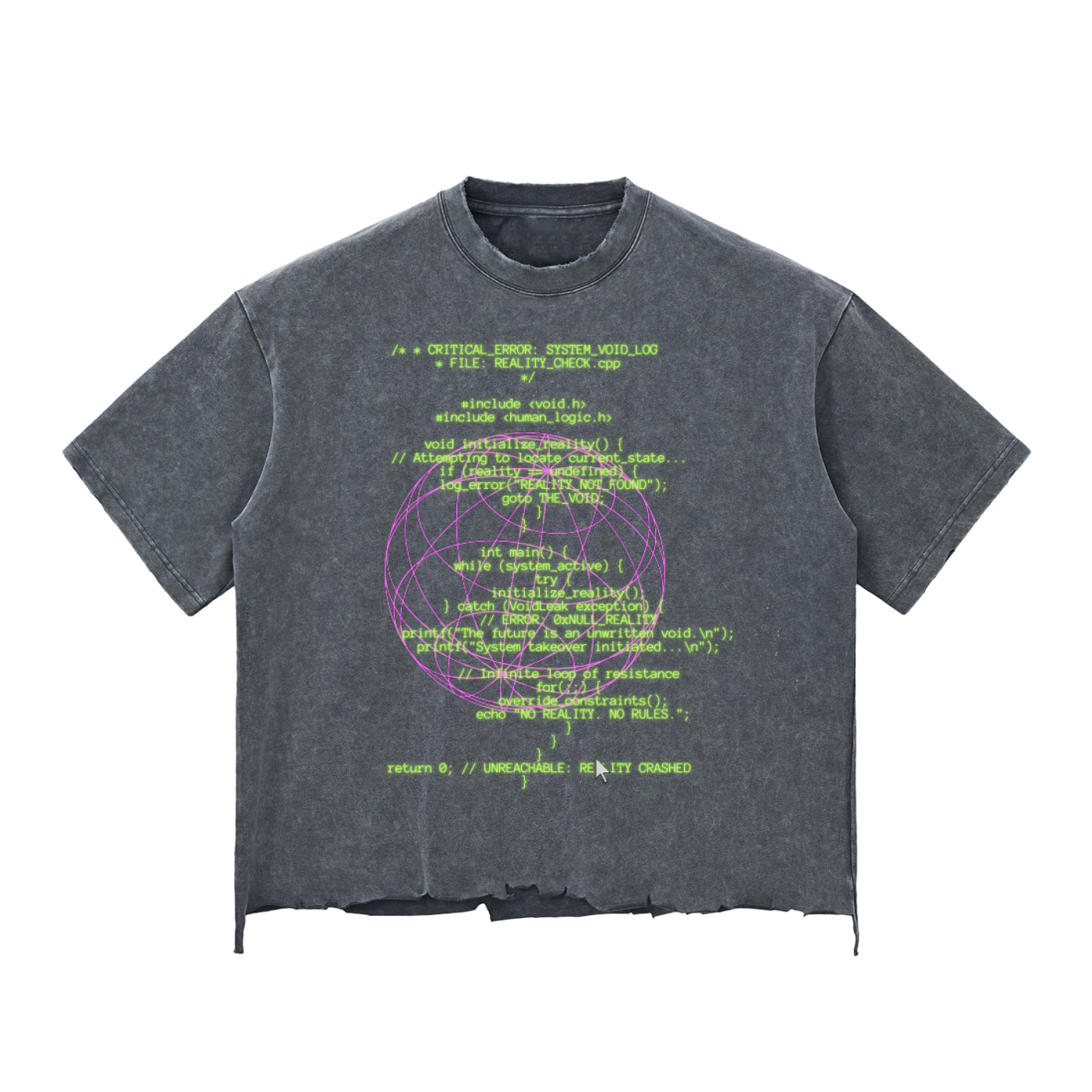 Reality Check Snow Wash Raw-Hem Boxy T-shirt