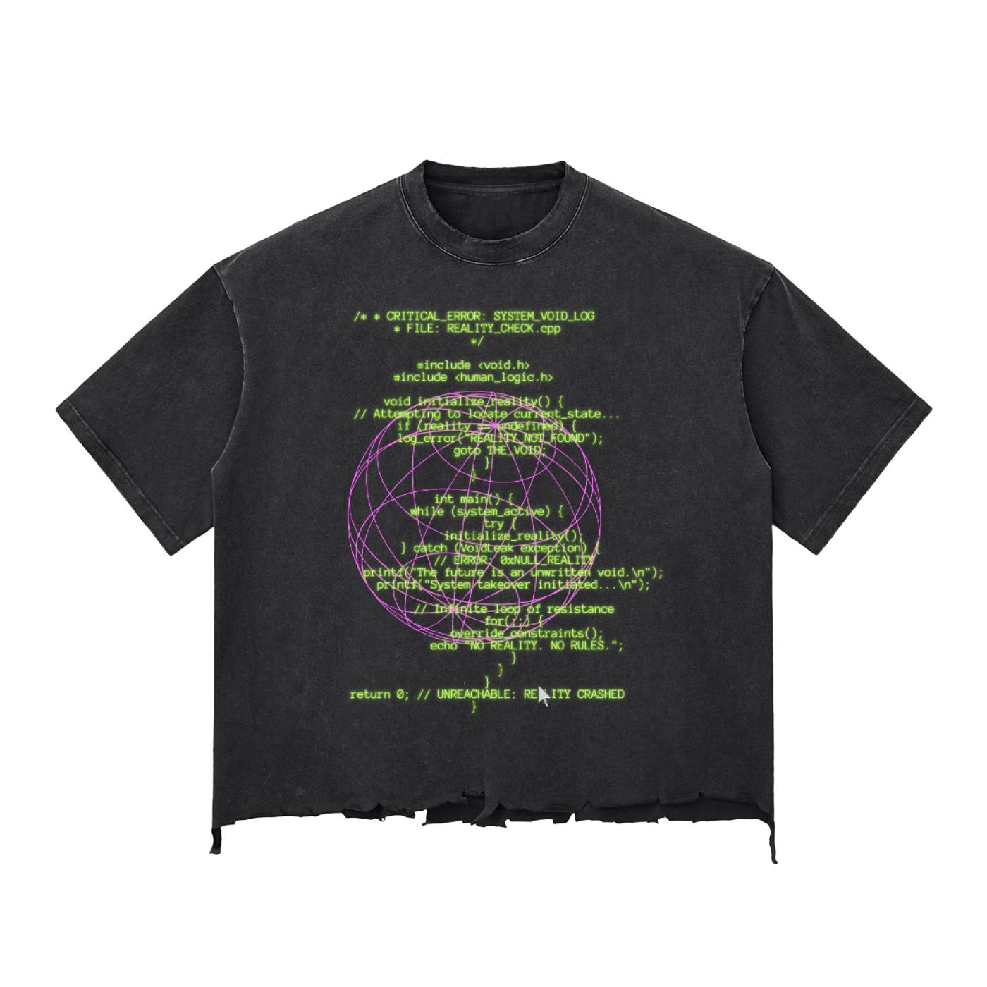 Reality Check Snow Wash Raw-Hem Boxy T-shirt